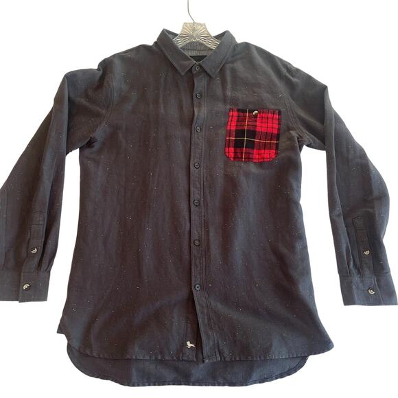 Modern Amusement Other - Modern Amusement Button Down Mens L Gray Plaid Pocket Speckled Casual Classic